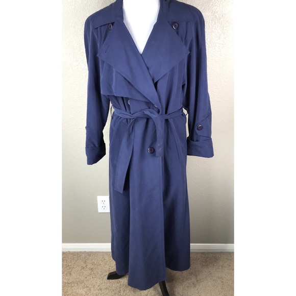 Sanyo Carol Cohen Blue Trench Coat Wool 